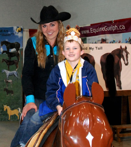 Amanda Marshall and friend 'riding' Shorty Legs